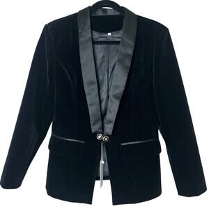 SARAH ASHLEY Camille Velvet Slim Fit Blazer Jacket Women's Black Sz L